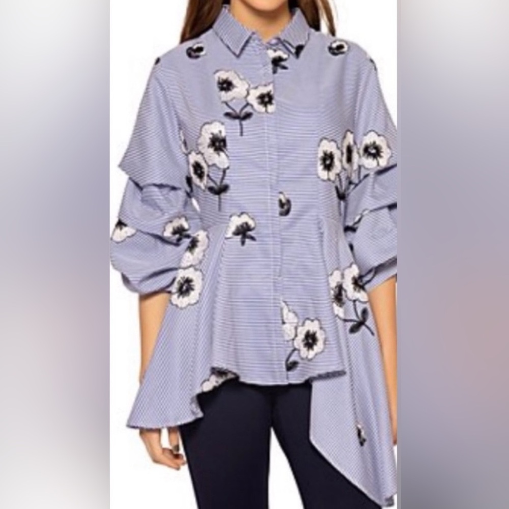 Gracia Blue Floral Blouse